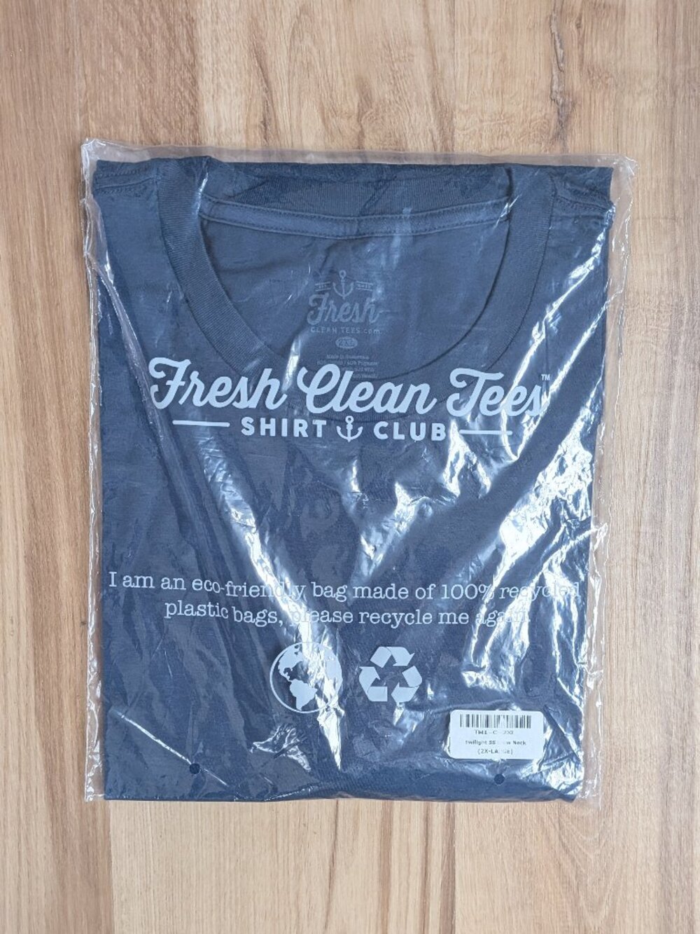 New Fresh Clean Tees Shirt Club Crew Neck T-Shirt Twlight Blue 2XL Short Sleeve - Picture 4 of 5